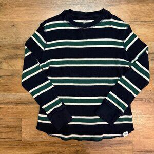 Gap Kids Long Sleeve Thermal Navy/Green Stripes Cotton M (8)
